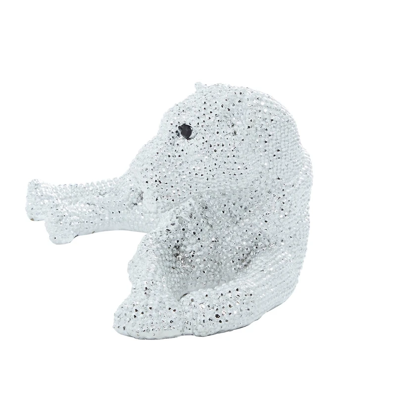 9" White Polystone Leopard Glam Sculpture