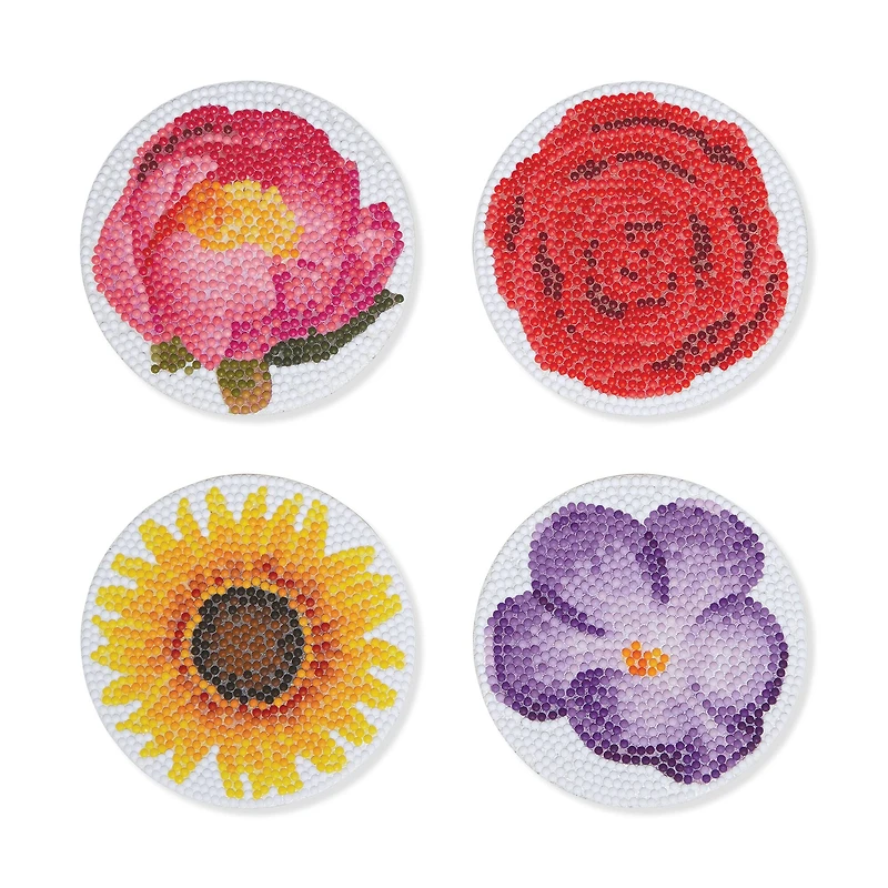 Round Flower Diamond Art Coaster Kit by Make Market®
