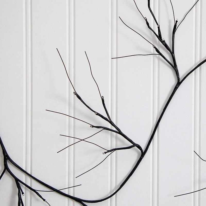 6.5ft. Pre-Lit Artificial Halloween Black Twig Garland with 48 Purple LED Lights