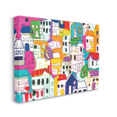 Stupell Industries Colorful Abstract Geometric Town Pattern Wall Accent