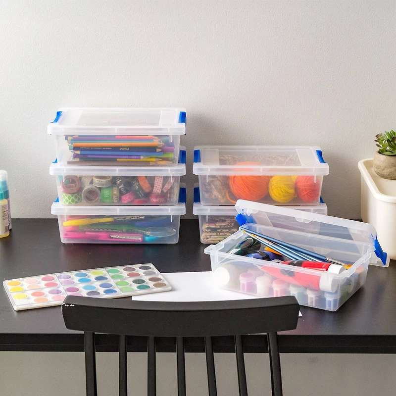 Iris® 2.4 qt. Clear Latching Storage Totes, Set of 6