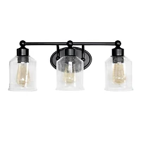 Lalia Home Studio Loft Black 3 Light Metal & Glass Vanity
