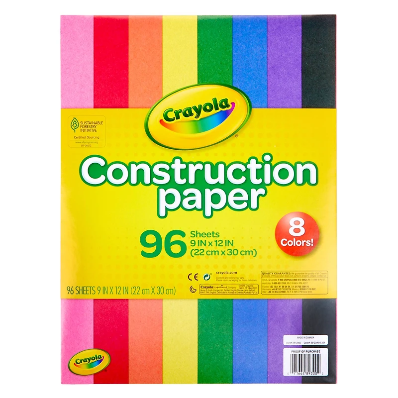 Crayola® 9" x 12" Construction Paper, 12 Packs of 96 Sheets