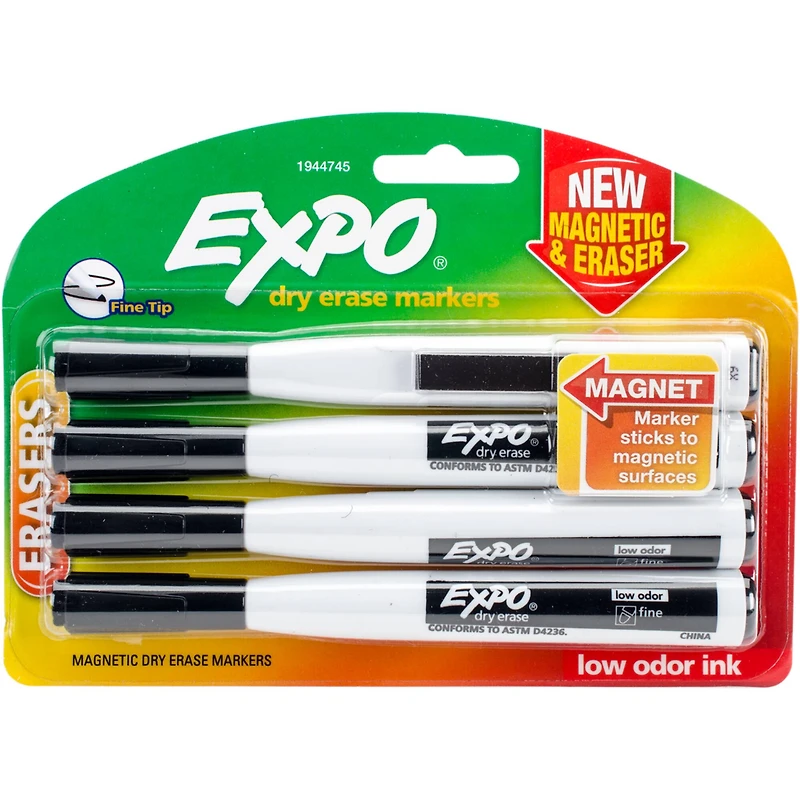Expo® Black Magnetic Dry Erase Fine Marker & Eraser Set