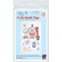 Jack Dempsey Farm Friends Stamped White Quilt Crib Top