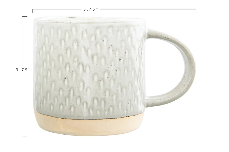 Hello Honey® Cream Debossed Reactive Glaze Stoneware Mug Set