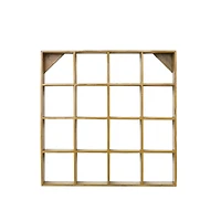 Hello Honey 27.5" Mustard Square Reclaimed Wood & Metal Wall Shelf