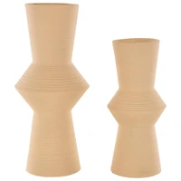 Ceramic Ribbed Cone Shaped Vase Set