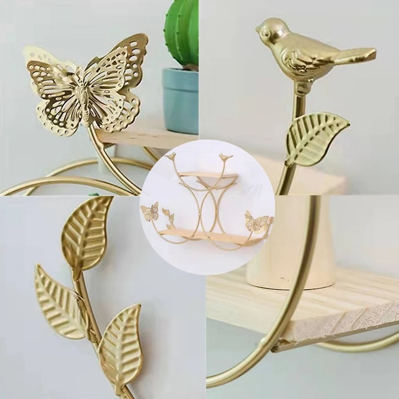 NEX™ Gold Iron Butterfly Models 2-Tier Floating Wall Shelf