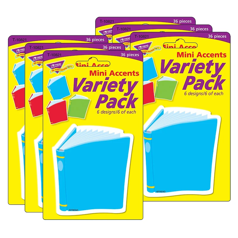 Trend Bright Books Mini Accents Variety Pack, 6 Packs of 36