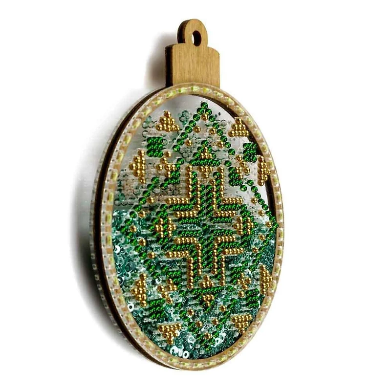 Wonderland Crafts Green & Gold Ball Ornament Bead Embroidery Kit