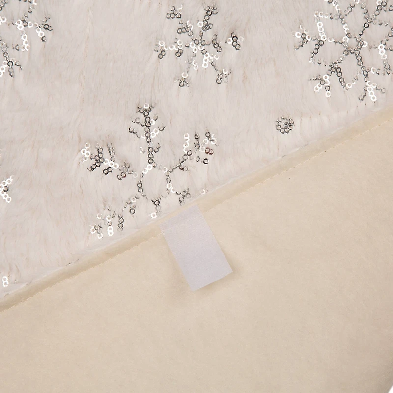 Glitzhome® 48" White Plush with Snowflake Christmas Tree Skirt