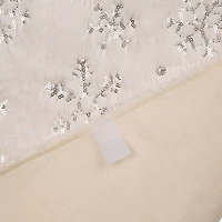 Glitzhome® 48" White Plush with Snowflake Christmas Tree Skirt