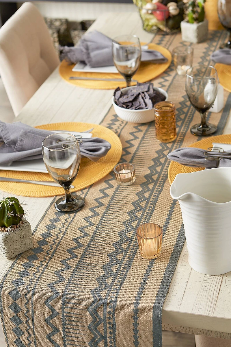 DII® Mineral Aztec Print On Natural Jute Table Runner 14x72