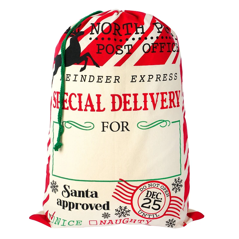Large Red & White Stripes North Pole Santa Sack by Celebrate It™