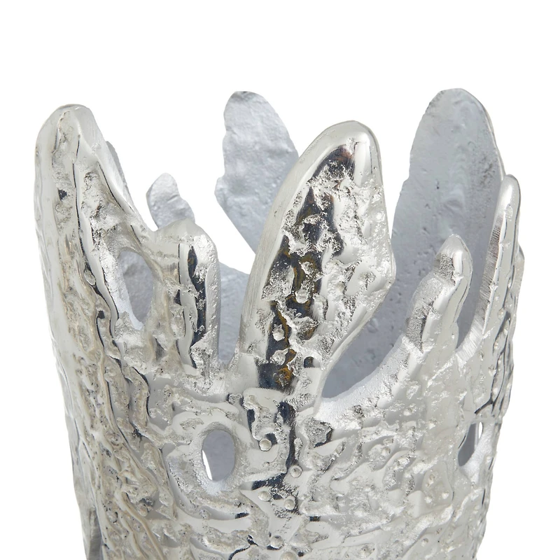 Set of 2" Silver Aluminum Contemporary Vases, 20" x 7" x 6"