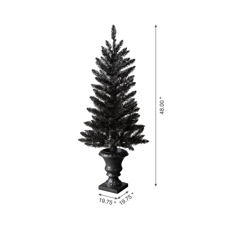 4ft. Pre-Lit Black Artificial Halloween Tree, LED Orange Lights