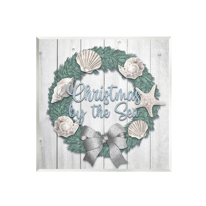 Stupell Industries Christmas by The Sea Nautical Wreath Wall Plaque Art