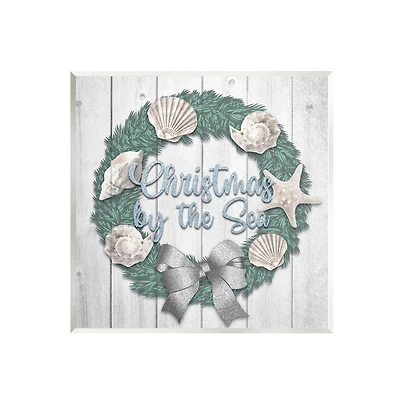 Stupell Industries Christmas by The Sea Nautical Wreath Wall Plaque Art