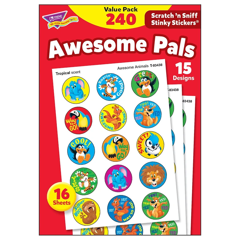 Trend Enterprises® Awesome Pals Stinky Stickers® Value Pack, 3 Packs of 240