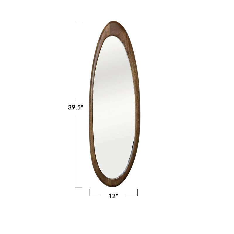 Hello Honey® 40" Natural Brown Oval Mango Wood Framed Wall Mirror