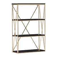 Hello Honey® 24" Wood & Gold Rectangle Wall Shelf