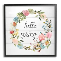 Stupell Industries Hello Spring Floral Egg Wreath Framed Giclee Art