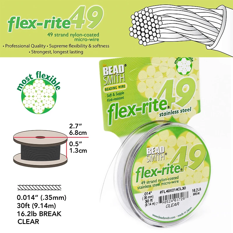 Flex-Rite® 0.014" Clear 49 Strand Beading Wire