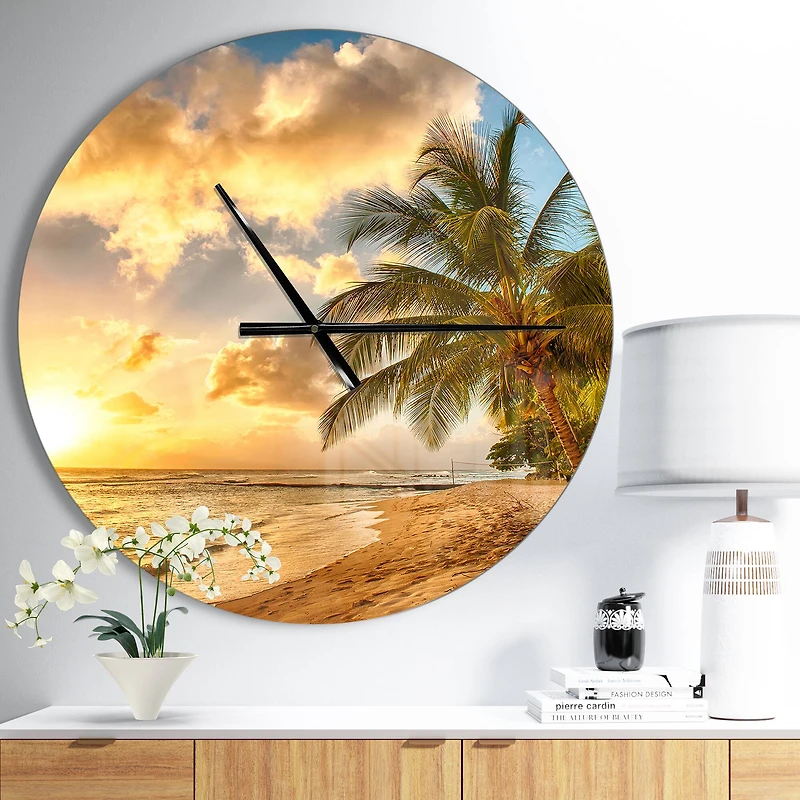 Designart Gorgeous Beach Modern Wall Clock