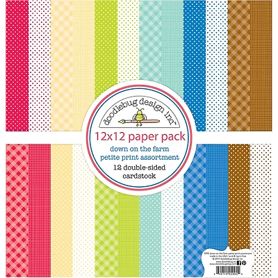 Doodlebug Design Inc.™ Petite Prints Down on the Farm 12" x 12" Cardstock, 12 Sheets