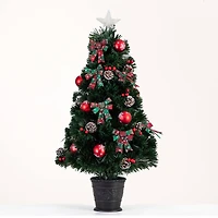 3ft. Pre-Lit Fir Artificial Christmas Tree in Planter, Clear Fiber Optic Lights