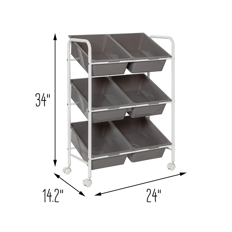 Honey Can Do Gray/White 6-Bin Rolling Cart