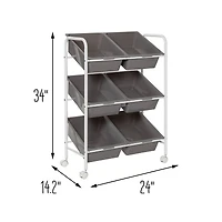Honey Can Do Gray/White 6-Bin Rolling Cart