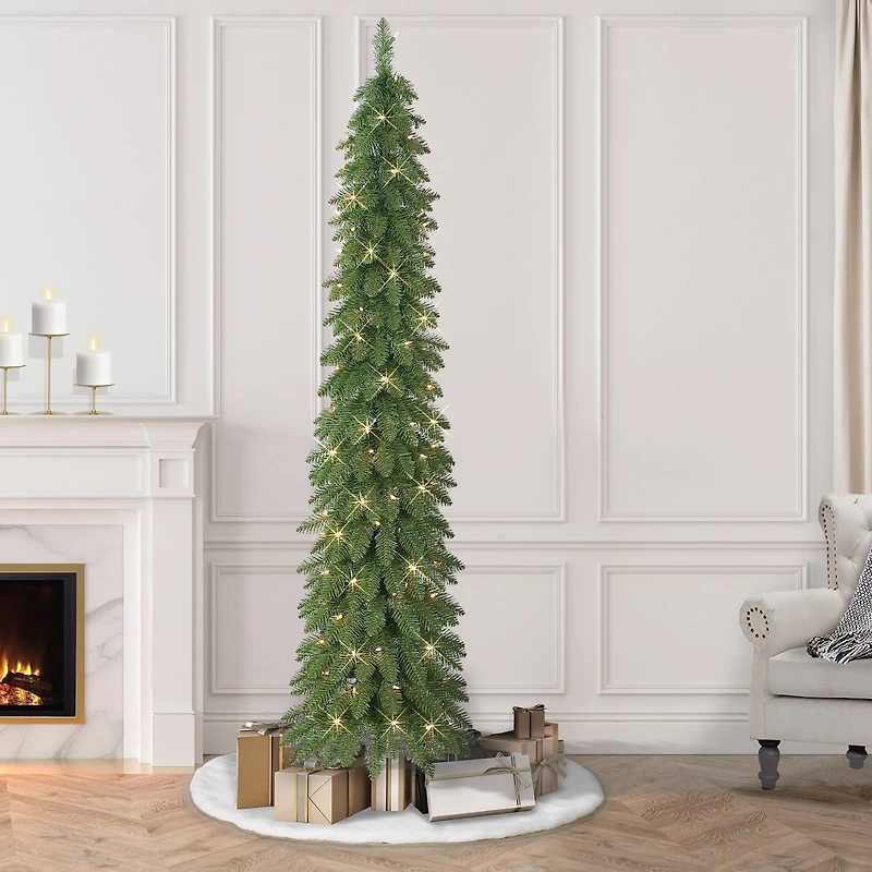 7ft. Pre-Lit Alpine Artificial Pencil Tree, Clear Lights