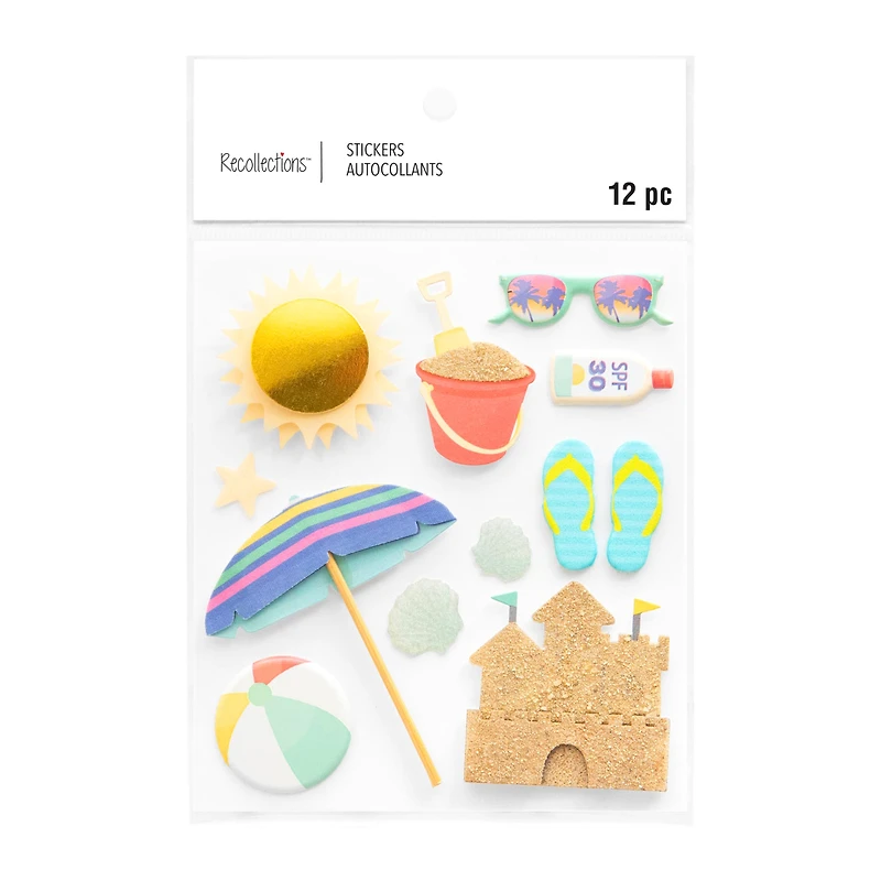 12 Pack: Sandcastle Puffy 3D Stickers by Recollections™