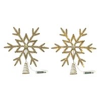 Hello Honey® 14" Champagne Plastic & Metal LED Snowflake Tree Topper with Glitter