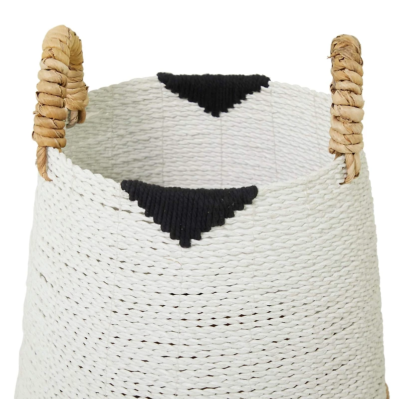 CosmoLiving by Cosmopolitan White Banana Leaf Bohemian Storage Basket Set