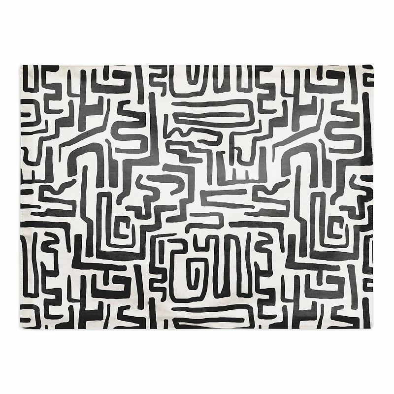 Black Maze Lines Cotton Twill Placemat