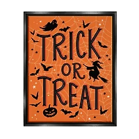 Stupell Industries Trick Or Treat Spider Web Framed Floater Canvas Wall Art