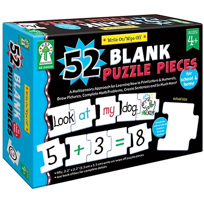 Write-On/Wipe-Off: 52 Blank Puzzle Pieces