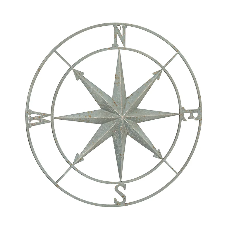 Hello Honey® Metal Compass Wall, Distressed Aqua