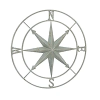 Hello Honey® Metal Compass Wall, Distressed Aqua