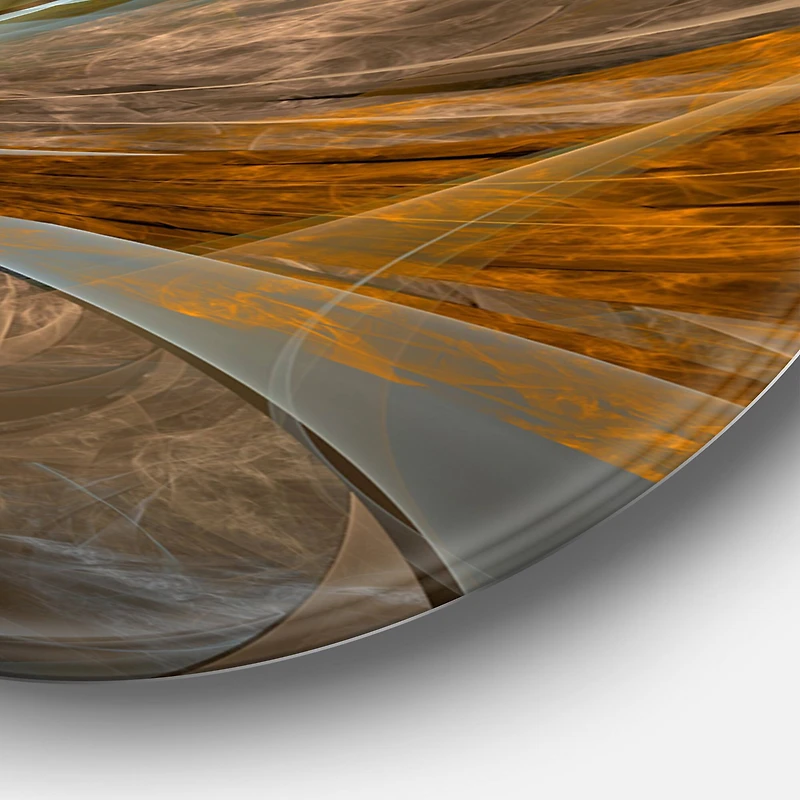 Designart Contemporary Symmetrical Yellow Fractal Flower Large Metal Wall Art Disc