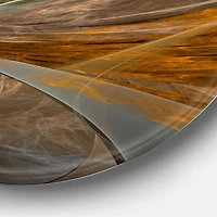 Designart Contemporary Symmetrical Yellow Fractal Flower Large Metal Wall Art Disc