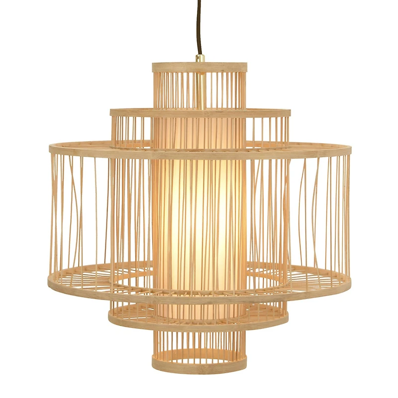 Hello Honey® 19.5" Boho Tiered Bamboo Chandelier