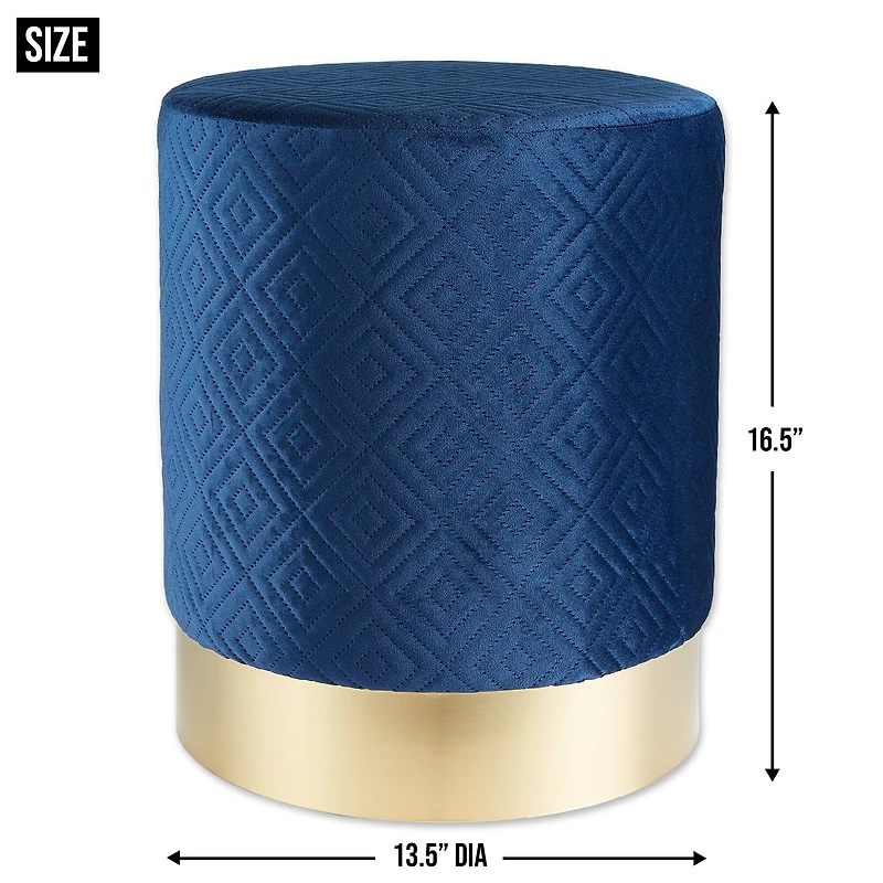 16.5" Navy Blue Velvet Stool