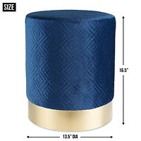 16.5" Navy Blue Velvet Stool