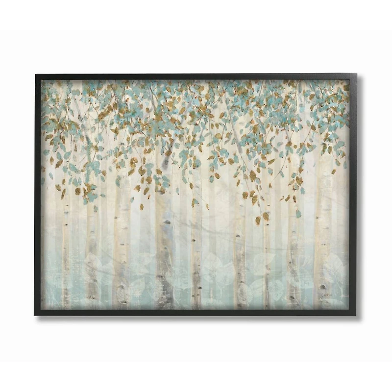 Stupell Industries Abstract Forest Leaves Trees Blue Tan Soft Painting Framed Wall Art