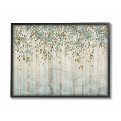 Stupell Industries Abstract Forest Leaves Trees Blue Tan Soft Painting Framed Wall Art