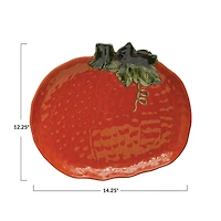 Hello Honey® 14" Orange Stoneware Pumpkin Shaped Platter